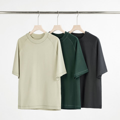 重ポンド300g純綿肩半袖tシャツ男性夏青少年日系復古ゆるい男性半袖上着