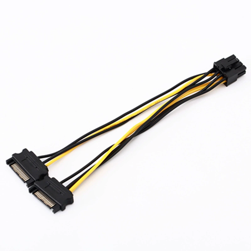 [Двойной SATA 15pin8P видеокарта CPU источник питания переходник кабель питания 15p 8P на две части]