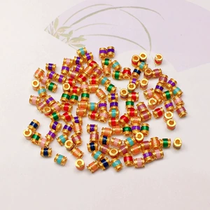 S925 silver gold-plated burning blue drop oil barrel beads tube beads colorful spacer bracelet necklace string decoration diy semi-finished products