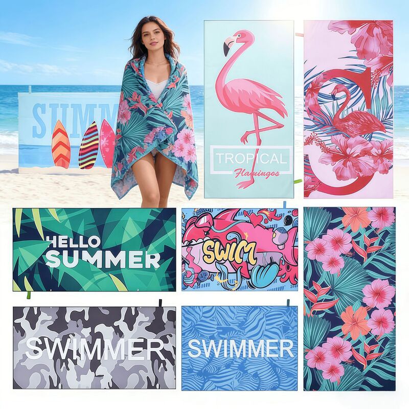 Manufacturer's Double-Sided Velvet Quick-Drying Bath Towel with Digital Heat Transfer, Absorbent for Swimming, Foldable with Buckle, Printed Beach Towel Manufacturer's Double-Sided Velvet Quick-Drying Bath Towel with Digital Heat Transfer, Absorbent for Swimming, Foldable with Buckle, Printed Beach Towel