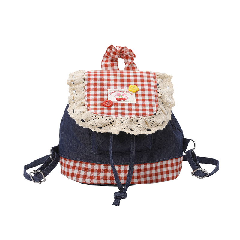 Mochila de lona 2026 nueva moda cuadrada de encaje mochila de hombro portátil bolso de cubo