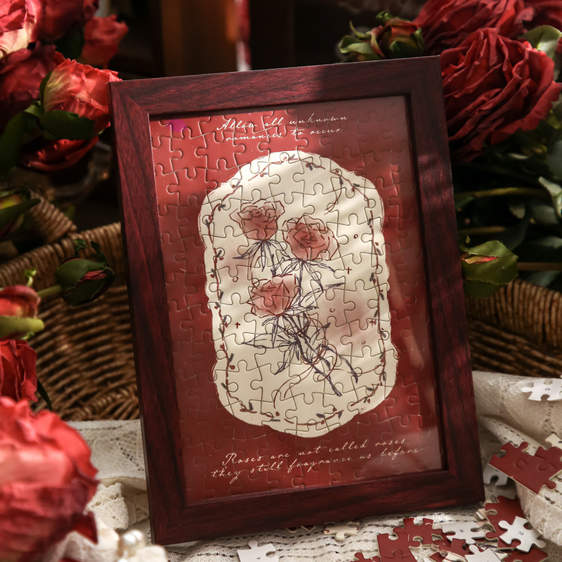 Mr. Paper Jigsaw Gift Box Rose Nomes Series Ligero Retro de alto valor Flores románticas Adornos de escritorio para estudiantes