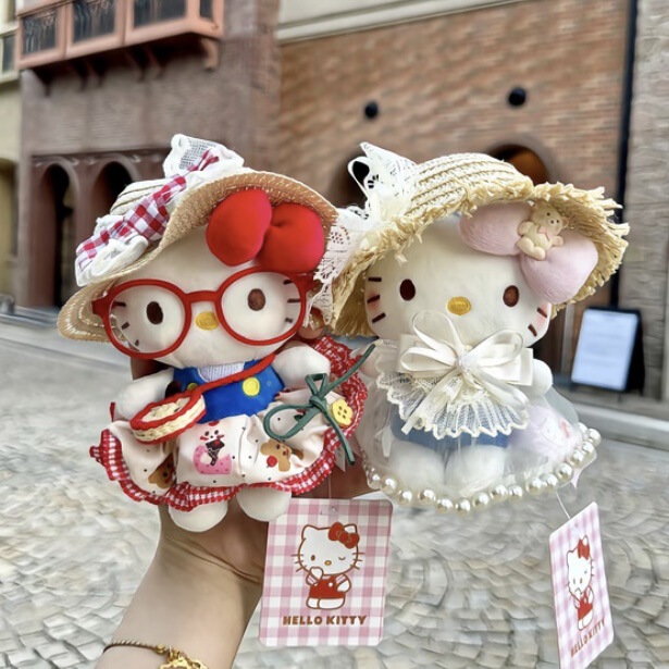 Authentic Straw Hat Gauze Skirt Hello Kitty Bag Pendant Cartoon Plush Cute Doll Hello Kitty Souvenir Gift Authentic Straw Hat Gauze Skirt Hello Kitty Bag Pendant Cartoon Plush Cute Doll Hello Kitty Souvenir Gift
