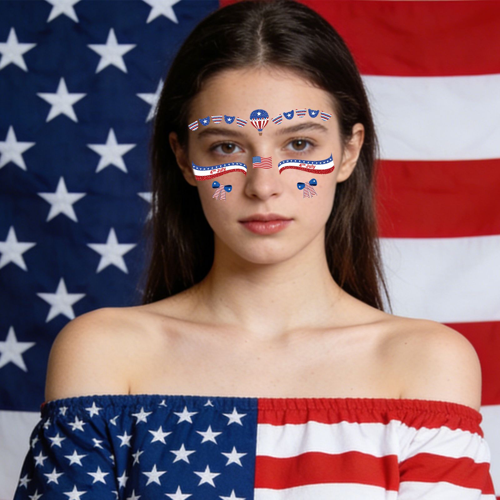Tatuajes Temporales Faciales del Día de la Independencia 250 Aniversario de Papel de Transferencia de Agua Impermeables