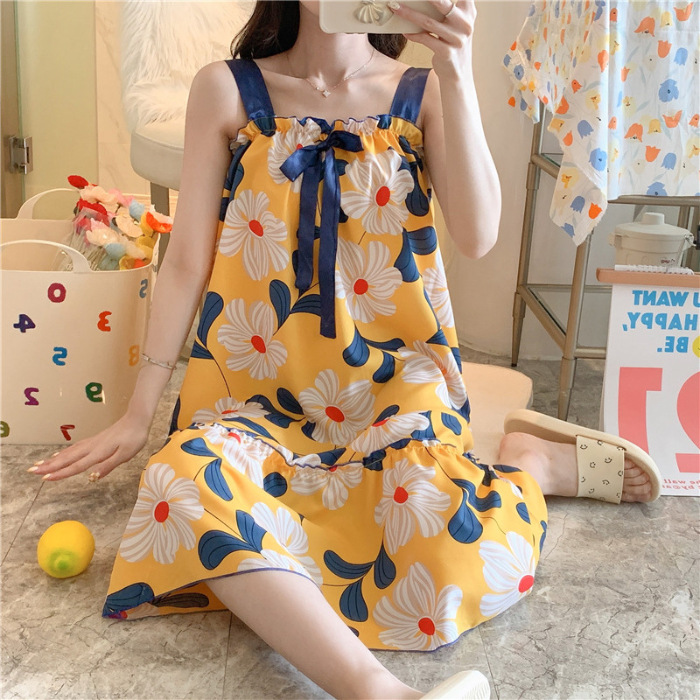 Pijama de verano girly cordón de encaje seda dulce princesa vestido de dormir ropa de casa de mujer comercio exterior al por mayor