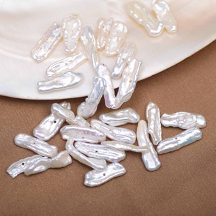 With colorful luster stacked hole Baroque shaped pipa beads natural freshwater pearl hole irregular pearl wholesale
