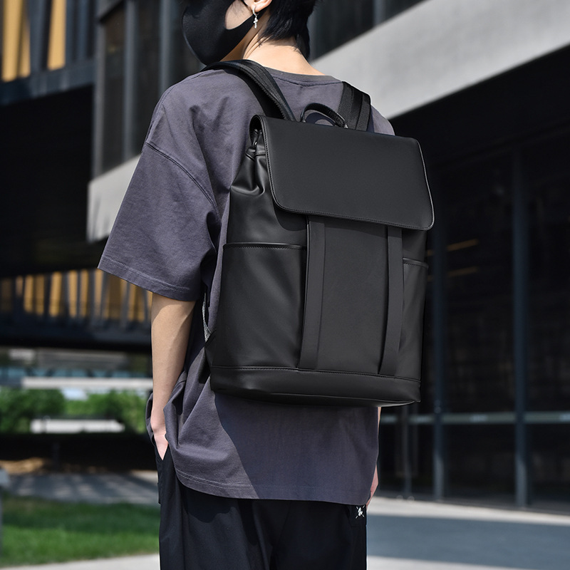 Minimalist Style Flip-Top Large-Capacity Backpack with Simple Design, Multiple Compartments, Portable Urban Commuting and Leisure Backpack