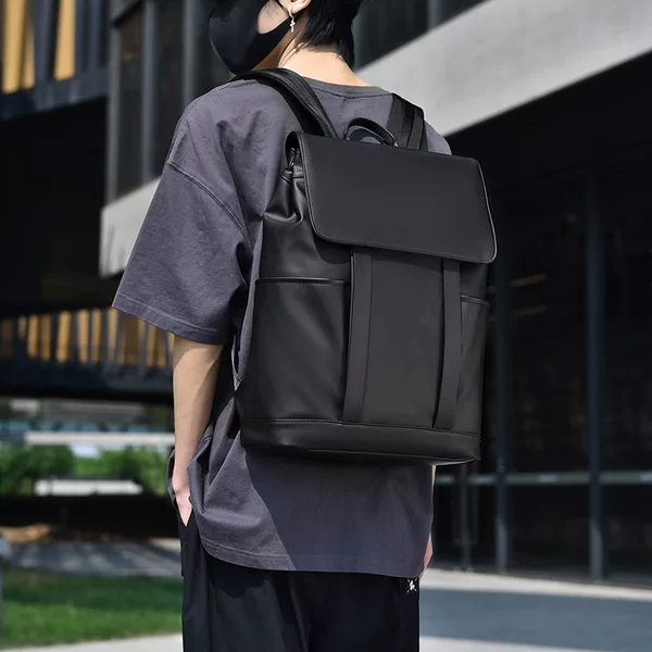 Minimalist Style Flip-Top Large-Capacity Backpack with Simple Design, Multiple Compartments, Portable Urban Commuting and Leisure Backpack