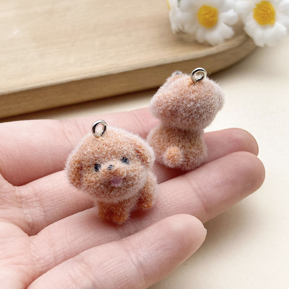 오렌지 브라운 레진 무리 동물 강아지 테디 1개 25x20mm-23142-3.5g