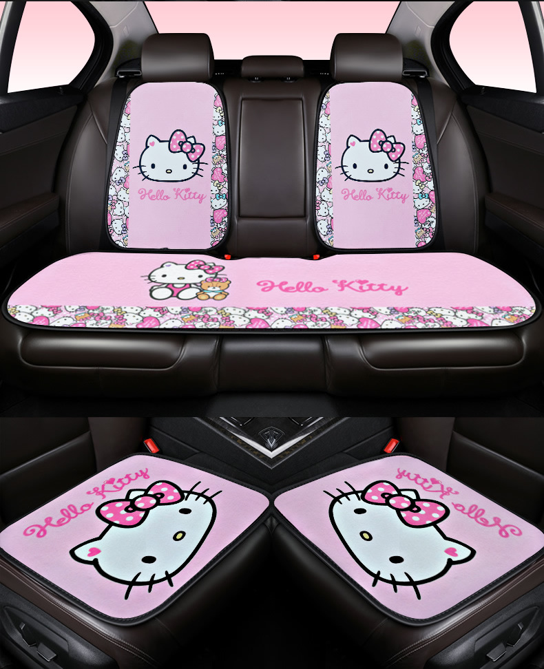 kitty cartoon car cushion single piece three-piece set goddess Four Seasons universal small waist summer car cushion Main driving