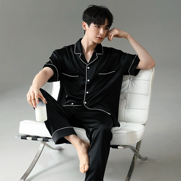 Black men's 6853#short -sleeved trousers