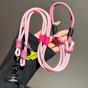 Internet Celebrant Sparkling Colored Braided Mobile Phone Lanyard Dopamine Crossbody Carrying Outdoor Mountaineering Strap Anti-theft Hanging Chain