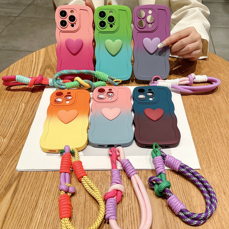 Suitable for iPhone 17 Phone Case, 16 Apple 15 Pro Niche 14 Lanyard 13 Gradient 7 New Model Se Heart 12/1