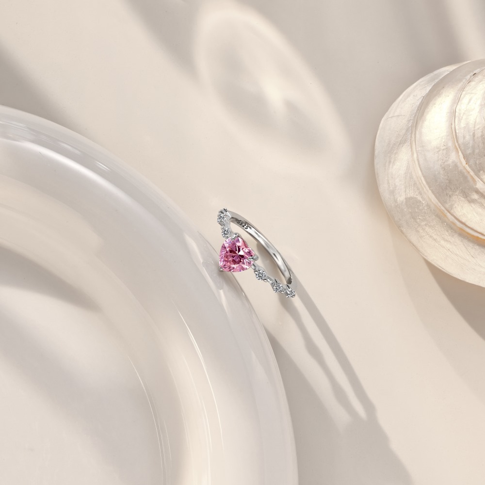 3g Weight Zircon Inlay Material Rings Classification 5, 9 Ring Size 1 Piece Quantity Daily Occasion 925 Sterling Silver Material Heart Shape Pattern 2025 Spring and Summer Season Women's Gender Plating Design Sweet Style 925 Sterling Silver Zircon Heart Shape Rings 925 Sterling Silver Rings 7