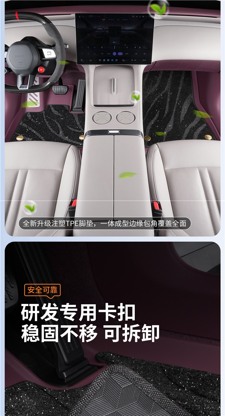 Suitable for Xiaomi YU7 car floor mats, TPE full-coverage starry sky carpet, special floor mats, trunk mat, interior accessories