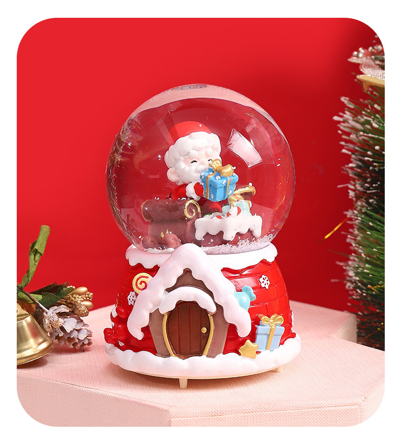 Creative Christmas Snow Decoration Glowing Crystal Ball Music Box display picture 1