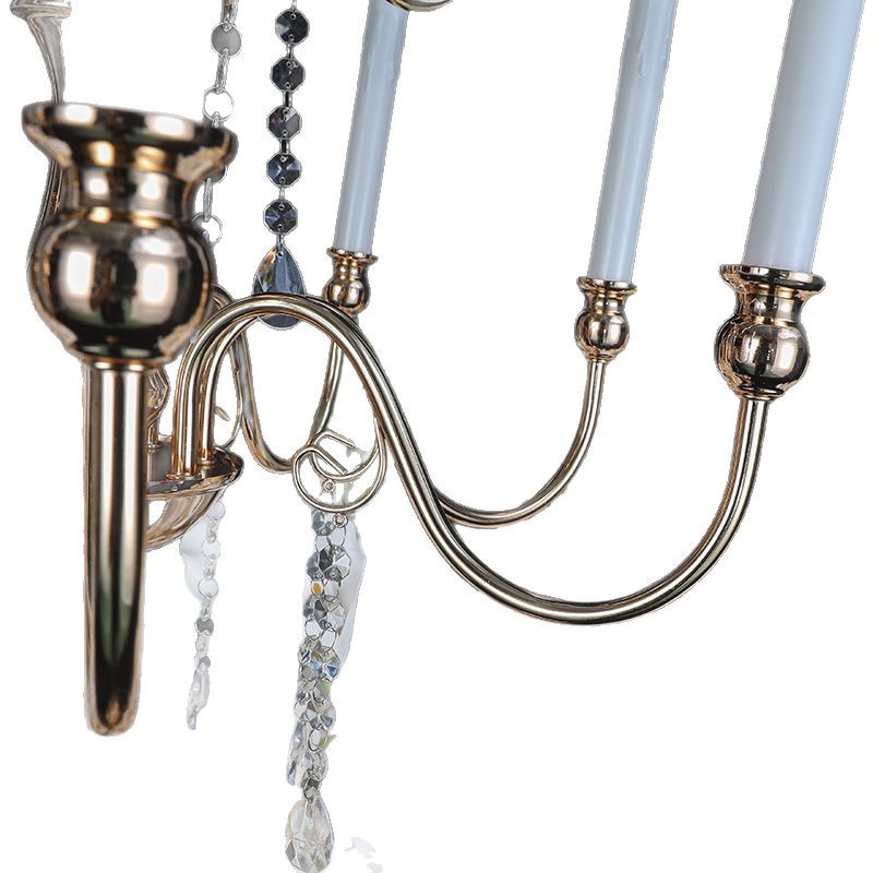 Candelabro dorado de estilo europeo 8 + 4 + 1 BBK hierro galvanoplastia decoración de la boda vela romántica vela de la cena