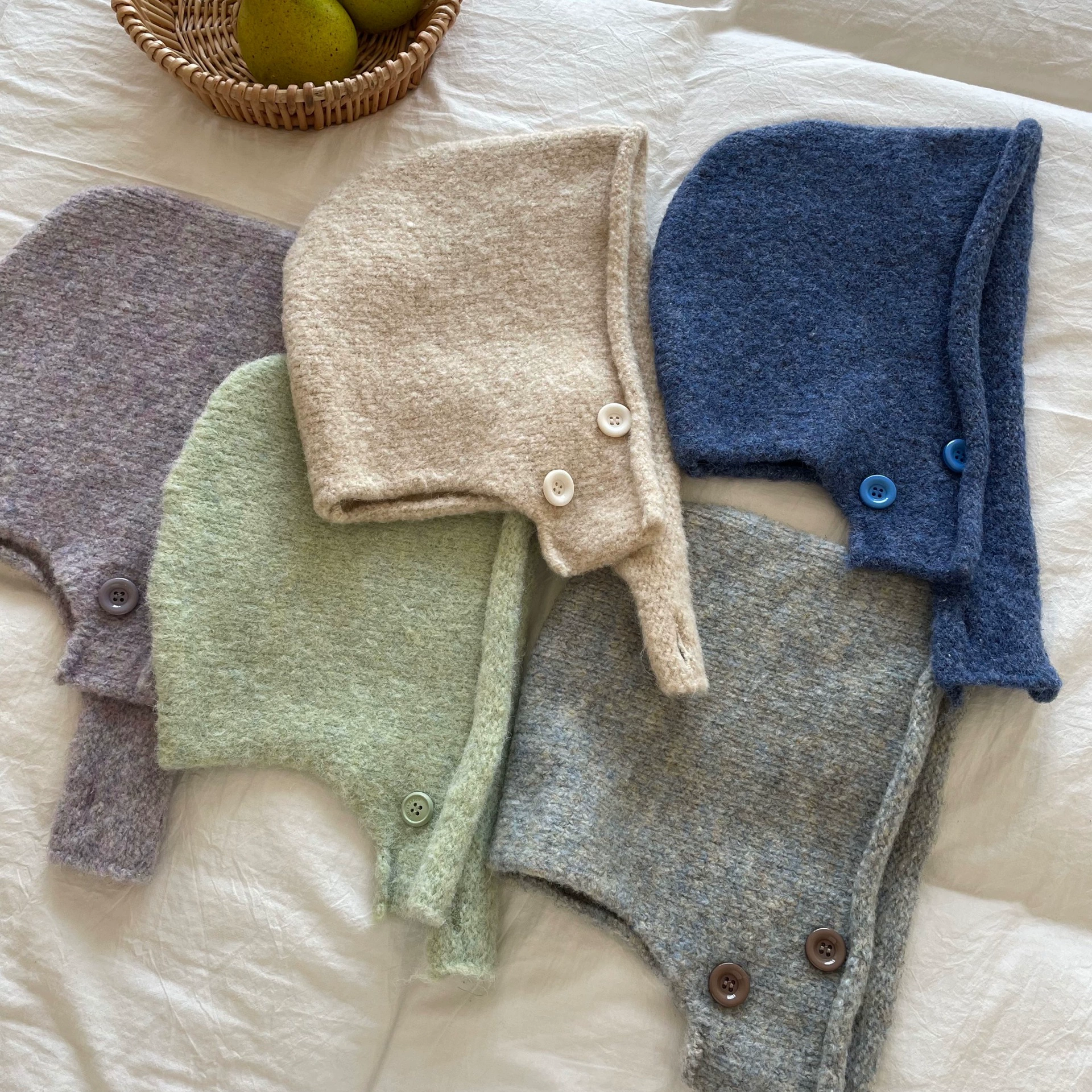 Корейская смешанная цветная линия вязаная шапка балаклава шляпа одна шапка женщина теплая шерстяная шапка осень-зима пуловер шапка