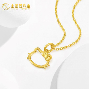 Pure Gold 999Kt Cat Necklace 3D Hard Gold Cut Out Cat Head Pendant as a Gift for Girlfriend, Spot Direct Sales, One Piece Dropshipping