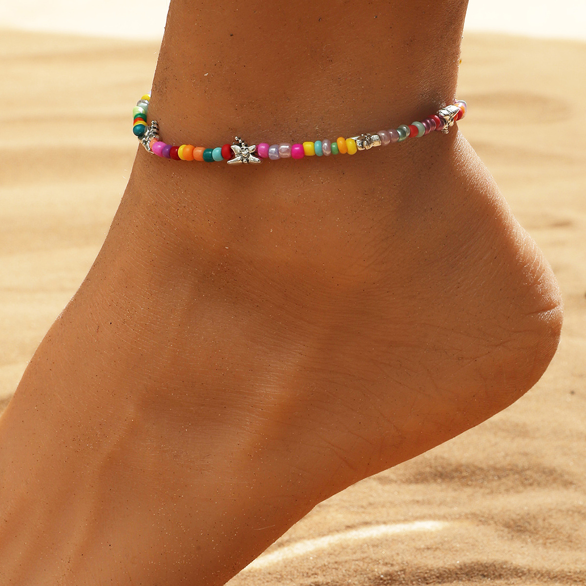 Wholesale Jewelry Bohemian Color Beaded Butterfly Anklet Nihaojewelry display picture 1
