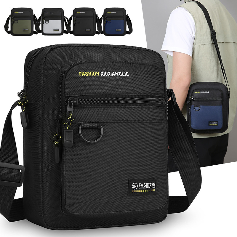 Fashionable Casual Men's Crossbody Bag, Multi-Layer Waterproof Shoulder Bag, Trendy Simple Phone Bag, Versatile Sports Backpack
