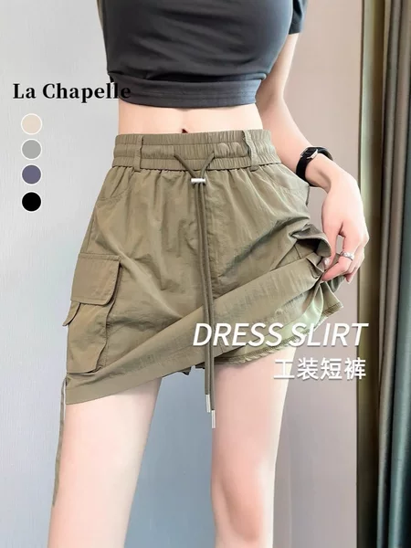 [Hot-Selling Item in Stock] American Quick-Drying Workwear Skirt Shorts for Women Summer High-Waisted A-Line Slimming Look Anti-Exposure Skirt
