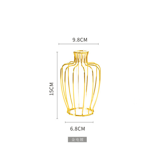 Creative metal electroplated metal glass hydroponic vase living room dining table iron vase decoration home flower vase