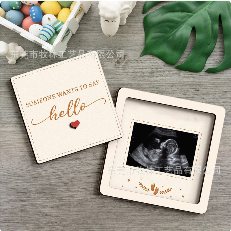 Wooden Photo Frame Souvenir, Ultrasonic Pregnancy Announcement Photo Frame, Newborn Birth Commemorative Photo Frame, Wooden Crafts