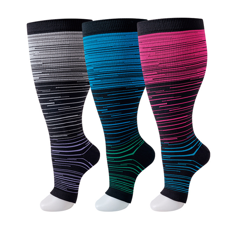 Cross-border exclusive for new plus fat pressure fat socks plus extra large open toe compression socks full exposed pattern sports