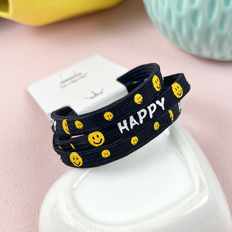 Alta cuerda elástica del lazo del pelo cuerda de pelo impreso negro simple banda de goma banda de pelo cuerda de pelo no duele accesorios para el cabello tocado estilo coreano