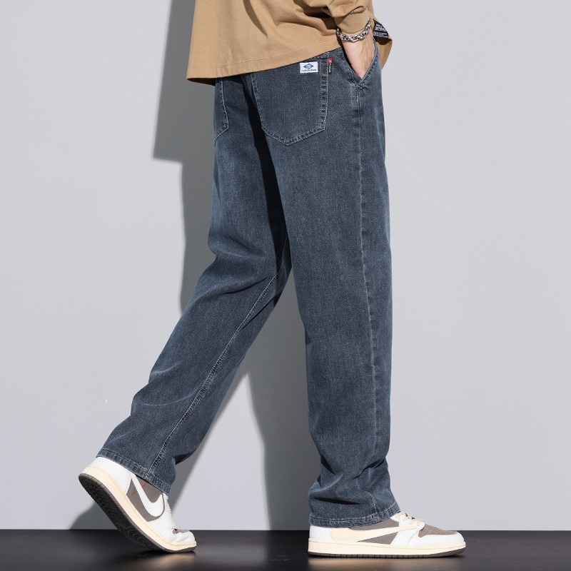 Casual de negocios 2026 nuevos pantalones vaqueros sueltos para hombres pantalones rectos para hombres pantalones vaqueros de otoño pantalones elásticos