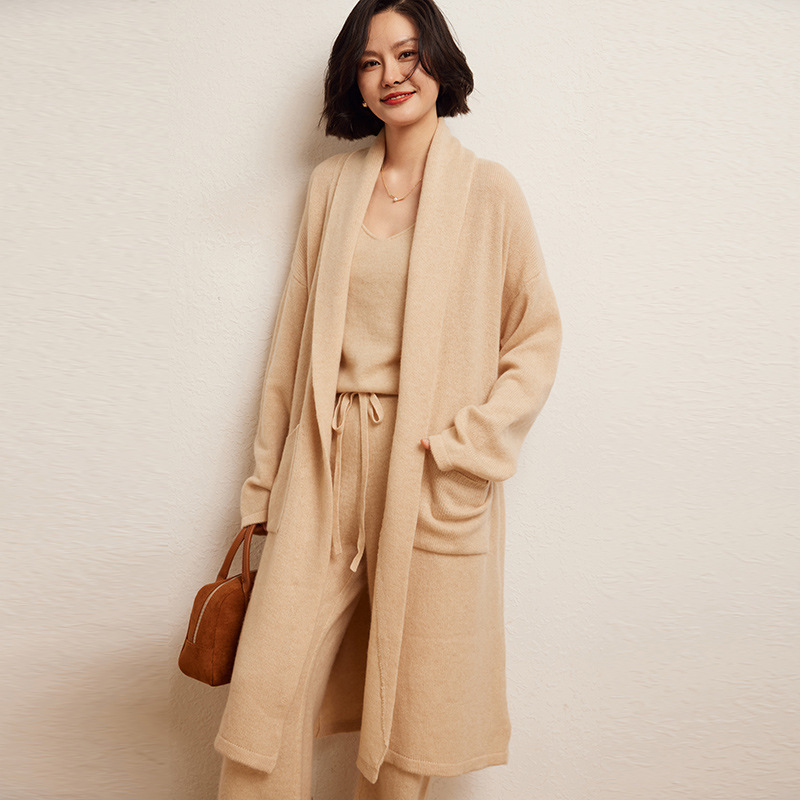 Cashmere Solid Color Loose Women's Cashmere Nightgown Velvet Coat Lazy Style Autumn and Winter New Fashion Simple Cardigan