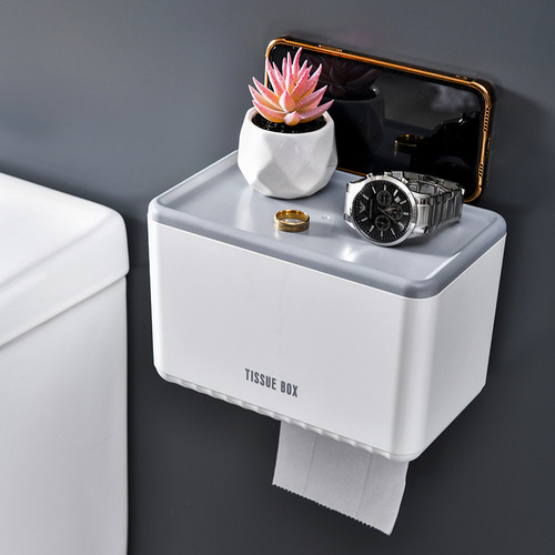 Creative toilet paper holder bathroom toilet side wall-mounted tissue box roll paper box tissue holder no punching paper holder