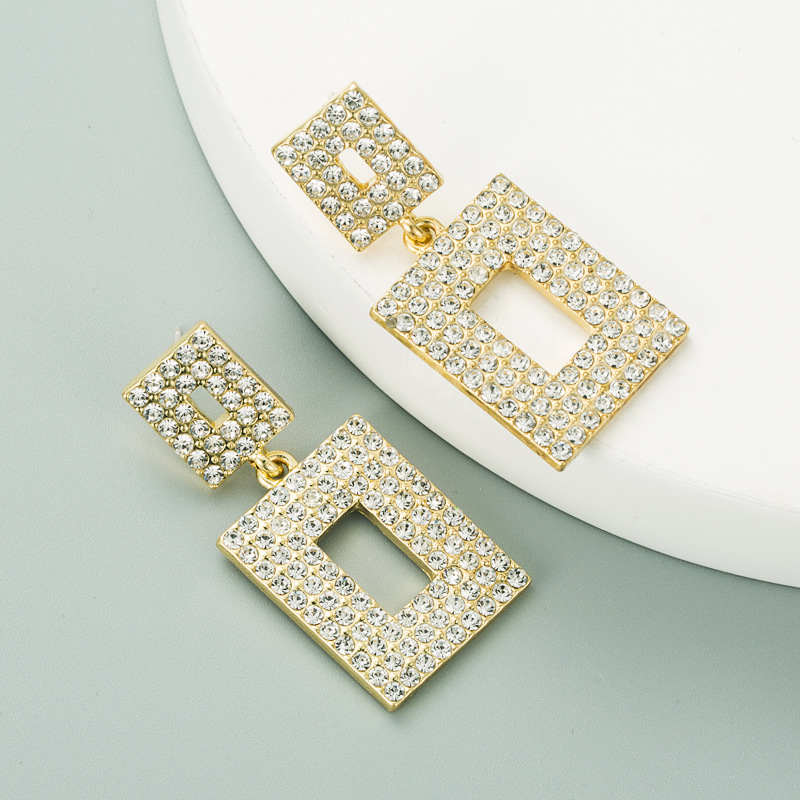 Korean New Geometric Super Flash Diamond Earrings display picture 3