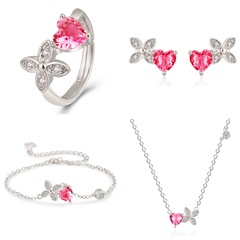 Elegant Four-Leaf Clover Set Ring, Ear Nails, Necklace Bracelet Accessories