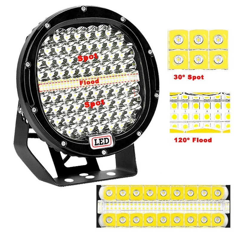 Car LED work light 9-inch round spotlight off-road vehicle modified ceiling light 384W high-power fog light Inspection light
