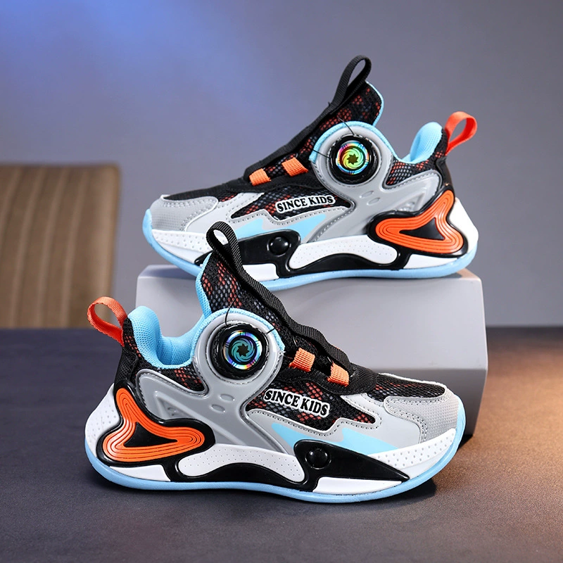 Новые износостойкие, дышащие и легкие противоскользящие баскетбольные кроссовки для мальчиков на шнуровке с сеткой для детей и мальчиков 2024 года.