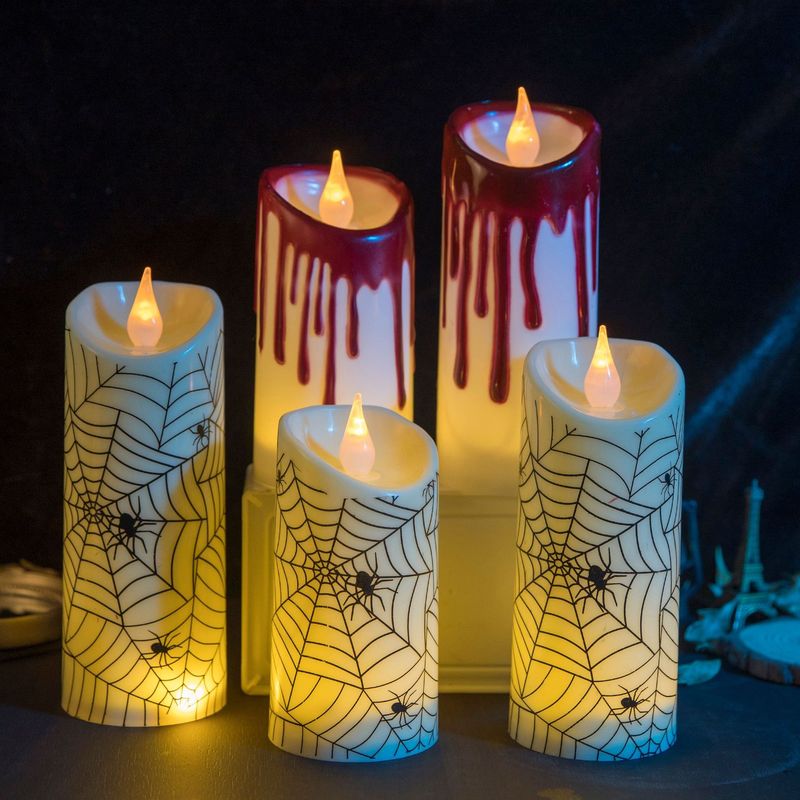 国境を越えた新しいハロウィーン LED 電子キャンドルシミュレーション涙痕ナイトライト雰囲気装飾アレンジメント小さな装飾品|undefined