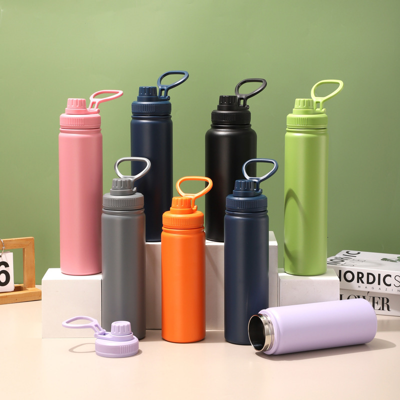 Cross-Border Thermos Cup Macaron Sports Water Bottle Camping Style Large Capacity Portable Cup Outdoor 304 Stainless Steel Space Bottle