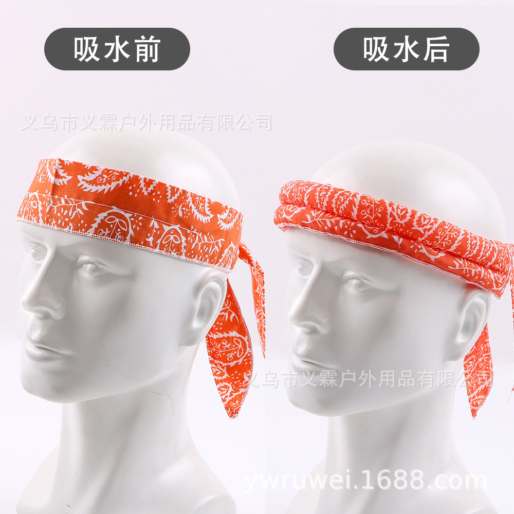 アマゾンの越境木の葉の小さい氷巾の冷たいタオルの夏の温度を下げる氷帯の運動の頭巾は汗を吸います。