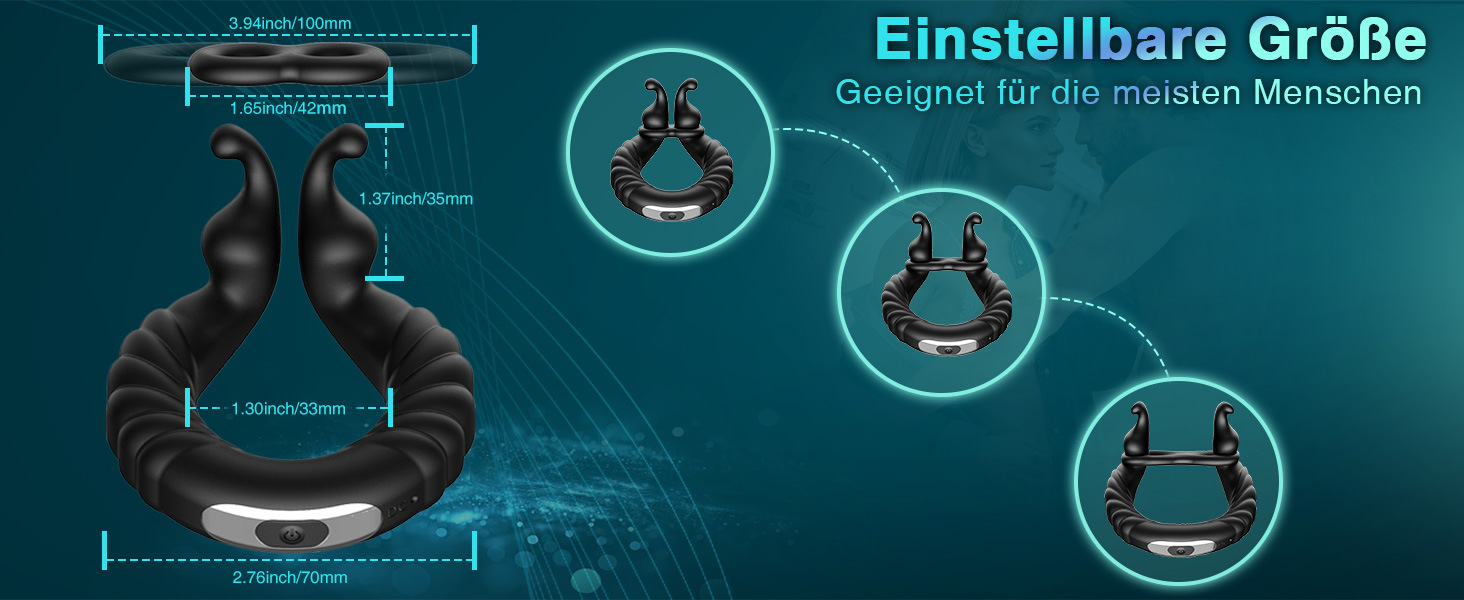 Rechargeable 10-Frequency Vibrating Silicone Lock Ring with Remote Control — detail image 12