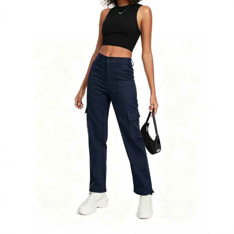 Amazon Multi-Pocket High-Waisted Semi-Elastic Waist Women's Cargo Pants, Popular European and American Style Straight-Leg Drawstring Long Casual Pants Amazon Multi-Pocket High-Waisted Semi-Elastic Waist Women's Cargo Pants, Popular European and American Style Straight-Leg Drawstring Long Casual Pants