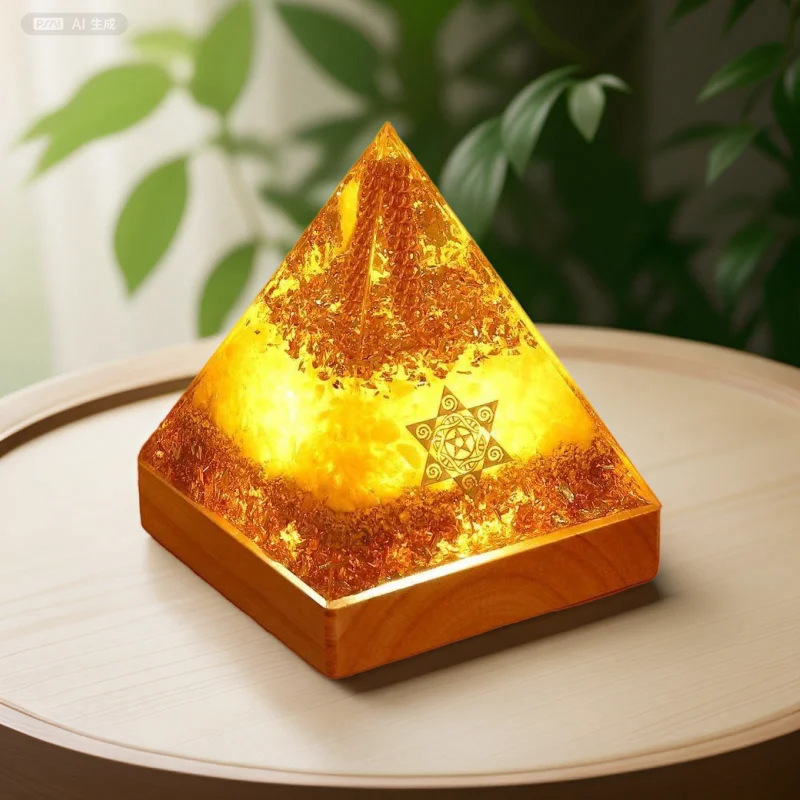 In-Stock Yellow Crystal Natural Crystal Gravel Pyramid Energy Tower Resin Ornament Home Decor Manufacturer