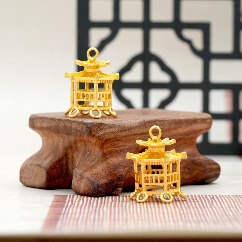 diy中式古风发簪配件合金发簪配件镂空凉亭汉服发饰吊坠厂家批发|undefined