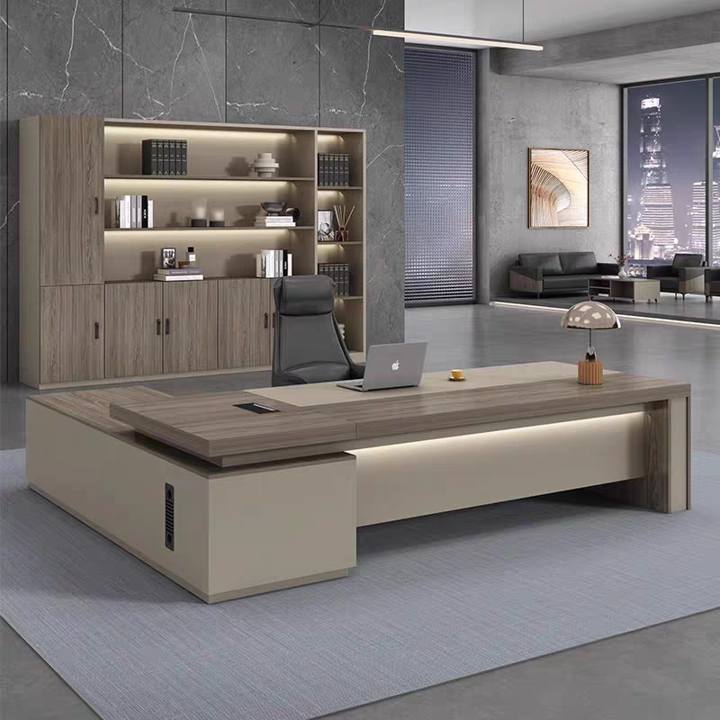 Mesa y silla de jefes modernos simples, mesa de oficina del presidente, mesa de gerente de una persona, mesa de clase grande