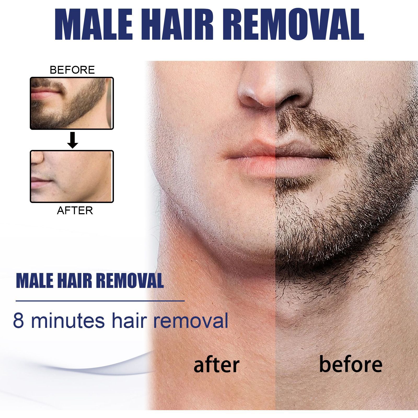 EELHOE men's hair removal cream for body, chest hair, beard, gentle and non-irritating hair removal cream, hand and armpit hair removal and cleaning