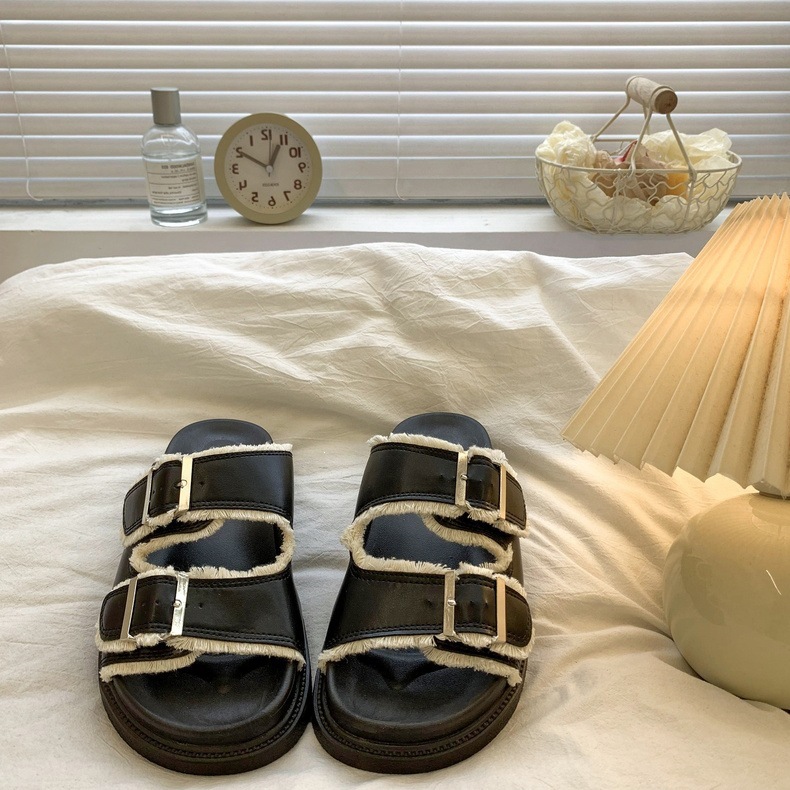 Cross-border tamaño 43 Bocken zapatillas mujeres verano 2026 nuevo muffin zapatillas frías para usar zapatillas de hebilla de suela gruesa universal