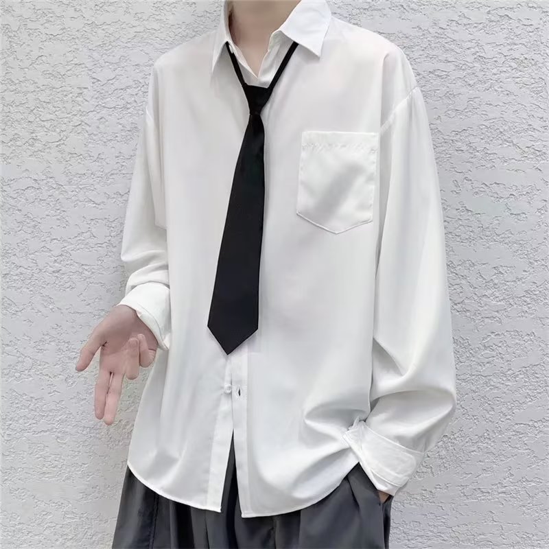 2022 Letter Long-Sleeved Shirt Japanese Style Hong Kong Style Ins Loose Shirt Boys Summer Trendyy Versatile Casual Jacket