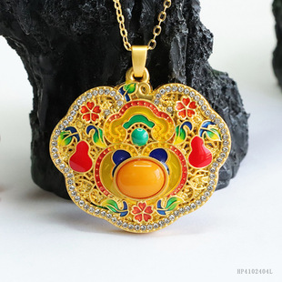 Xinyu natural amber pendant beeswax enamel gourd pendant palace wind jewelry wholesale HP4102404L