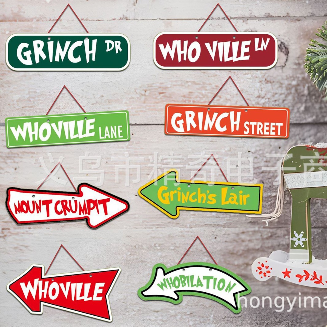 Amazon Greenwich carretera signo personalizado Navidad tema decoración árbol de Navidad colgante colgando adornos